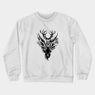 Stag Deer Wild Animal Nature Illustration Art Tattoo Crewneck Sweatshirt